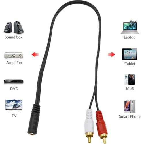 Universal 3.5mm Stereo Audio Female Jack to 2 RCA Male Socket to Headphone 3.5 Y Adapter Cable 50cm
