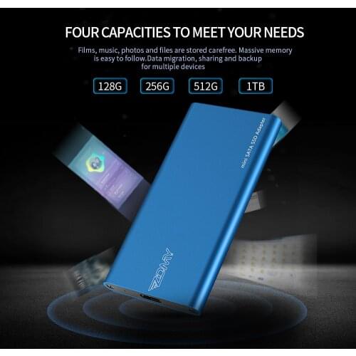 ZOMY SSD 1tb mSATA To USB3.1 Typc-C Ssd External Hard Drive Portable Solid State Drive Aluminum disco duro externo 2242/22602280