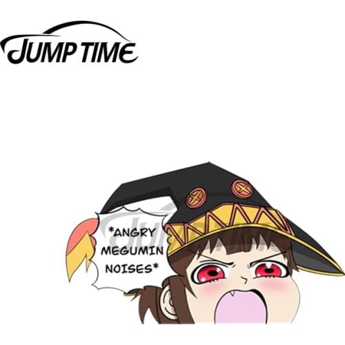 Jump Time 13 x 8cm For Angry Megumin Noises Anime Peeker Sticker Konosuba Bumper Window Decal Suitable for All Types of Vehicles
