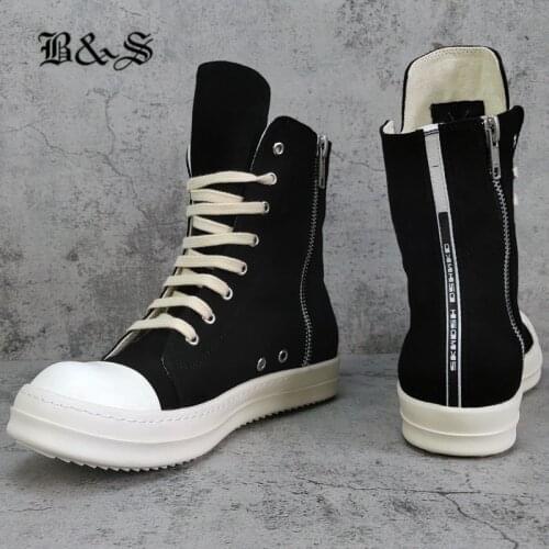 Black& Street 20ss High top lace up trainers sneakers canvas Flat Shoes with Letter stripes new designer fashion unisex Boots