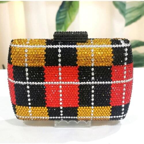 XIYUAN Crystal Women Evening Clutch Purse High Quality Yellow/Black/White/Red Multicolored Diamond Clutches Phone Case Lady Bags
