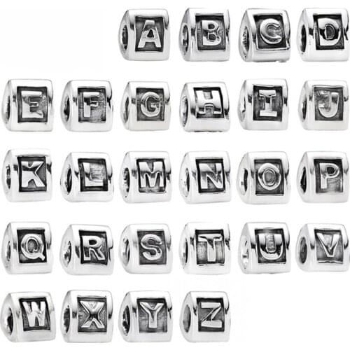 CHAMSS New Simple Wild 925 Sterling Silver Classic 26 Letter Ring For Popular Fashion Charm Bracelet Original Female DIY Jewelry