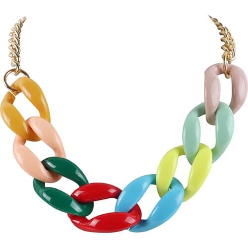 FishSheep Big Acrylic Chunky Choker Necklace For Women Exaggerated Large Link Chain Collar Pendant Necklace 2021 Acrylic Jewelry