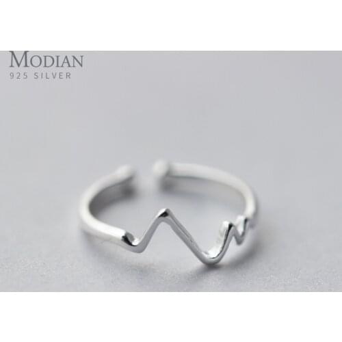 Modian Fashion Open Adjustable Finger Ring for women Genuine 925 Sterling Silver Simple Geometric Wave Ring Fine Jewelry