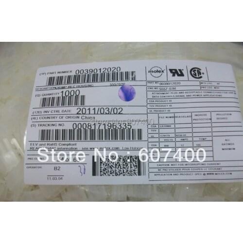 0039012020 CONN RECEPT 2POS DUAL 3901-2020 MOLEX Connectors 39012020 housings 100% new and original parts 39-01-2020