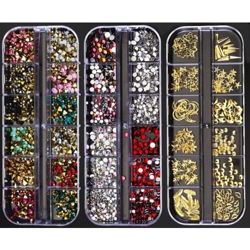 1 Box Mulit-designs Nail Rhinestones Nail Studs,Multi-shapes 3D Crystal AB Clear Nail Stones Gems For Nail Art Accessories PH69