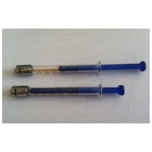1ML Glass syringe Luer Lock Head injector sampler dispensing with ink chemical medicine Blue
