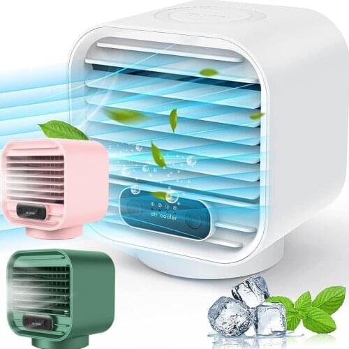 1pcs Portable Air Cooler Fan Mini Usb Rechargeable Air Conditioner Desktop Air Cooling Fan Humidifier Purifier For Office Bedroo