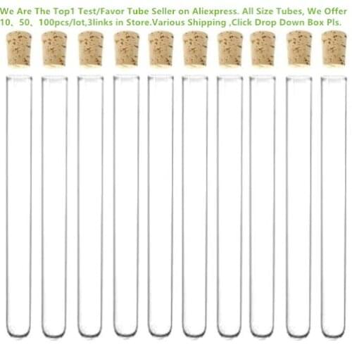 100pcs 25*150 mm 50ml Plastic Test Tube With Cork Stopper 6-inch ,Clear Like Glass, High Quality, Food grade, Autoclavable