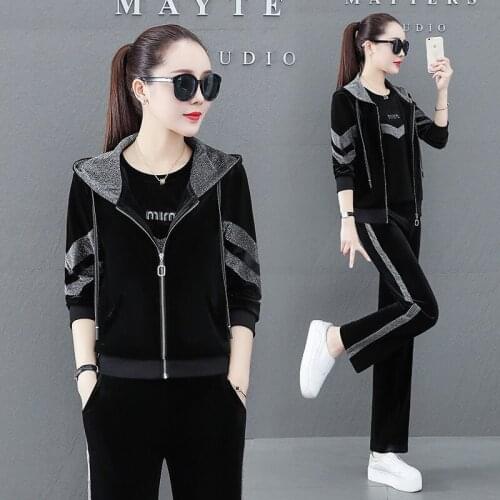 3Pcs Set Women Sport Tracksuit Zipper Hoodies Sweatshirt Pants Set Jogger Sport Wear Ladies Casual Sweat Autumn Streetwear Suit