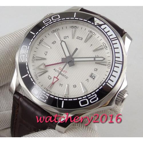 41mm bliger white sterile dial ceramic bezel GMT Luxury Sapphire glass date Automatic Movement mens watch