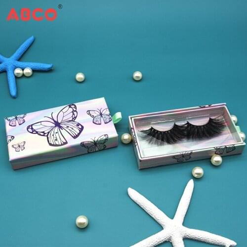 ABCO Wholesale False Eyelash Packaging Box Lash Boxes Package Faux Cils 25mm Mink Lashes Strip Magnetic Case Bulk