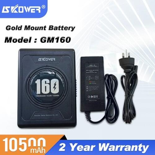 SKOWER 14.8V 155Wh(10500mAh) Gold Mount Battery With D-Tap & USB 5V Output For Camera Camcorder