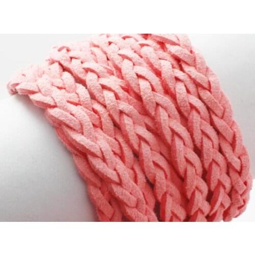 Free Shipping Pink 6mm 100 Meters BRAIDED Cord Handmade Braided Faux Leather Suede Cord For Bracelet / Necklace