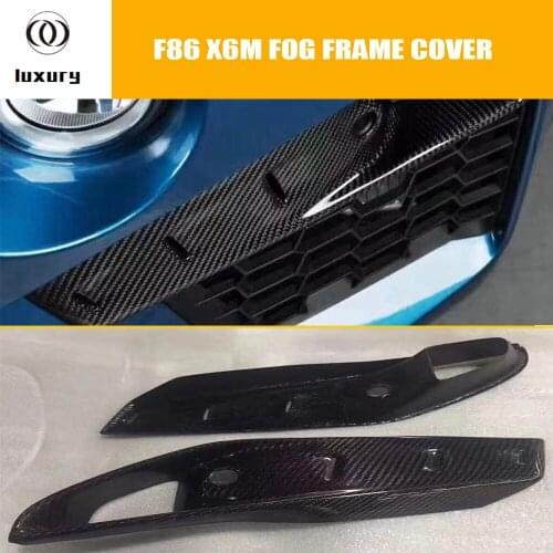 F86 Carbon Fiber Front Bumper Fog Lamp Frame Cover Trim for BMW Real M Power Car F86 X6M ( Not Normal X6 )