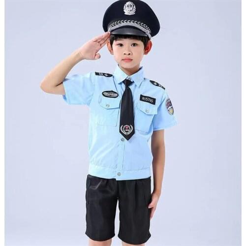 2019 Children Police Uniform Halloween For Cosplay Costume Stage Performance Pleated Skirt+police Uniform+cap+tie For Kids Boys