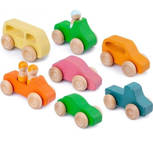Kids Wooden Rainbow Car Building Blocks Child Puzzle Educational Toys Birthday Gift