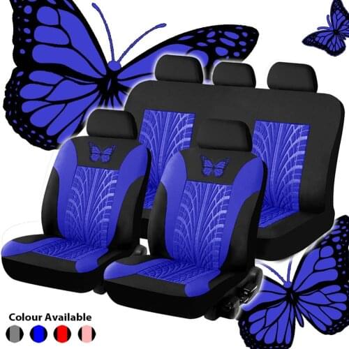 Car Seat Cover Set Auto Seat Protector Butterfly PU Leather Tire Track Universal for Outdoor Personal Car Accessories