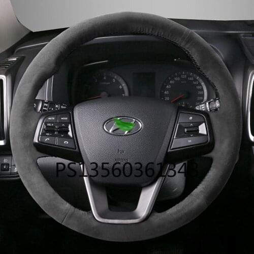 For HYUNDAI ix35 steering wheel cover leather hand stitched ix25 Elantra MISTRA Tucson VERNA suede carbon fiber
