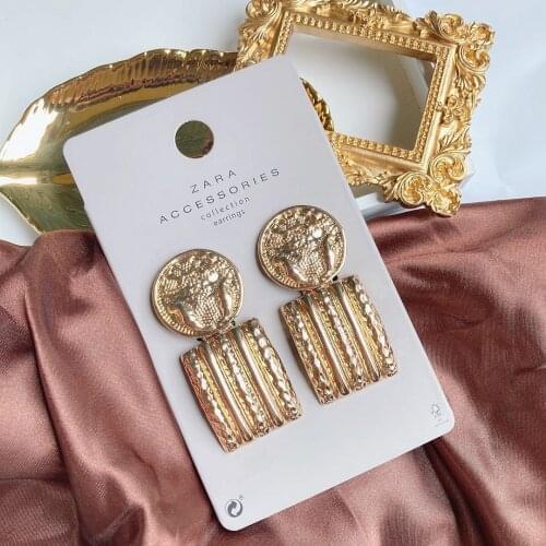 Exaggerated atmosphere heavy feeling jewelry geometric circle Egyptian stripe Earrings big brand metal Earrings