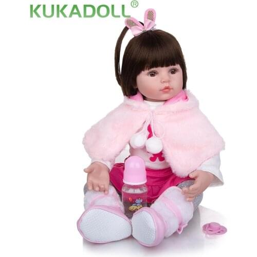 KUKADOLL 24‘’60 CM Reborn Babies Doll Cloth Body Lifelike Princess Baby Doll Toys Bebe Reborn Menina For Child Birthday Present