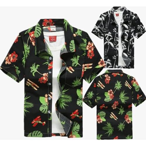 Summer Hawaiian Mens Short Sleeve Beach Shirts Casual Floral Printed Shirts Plus Size S-5XL Hawaiian Aloha Shirts Mens Clothing