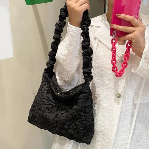 Small Sweet Crossbody Bag Pleated Lady Handbag and Purses Casual Shopper Chain Shoulder Bag For Ladies White Black Designer