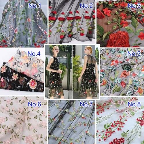 Fashion Flower Embroidered Net Yarn Fabric African Lace Material Sewing Wedding Dress Clothes Fabric Diy Craft Patchwork By Yard