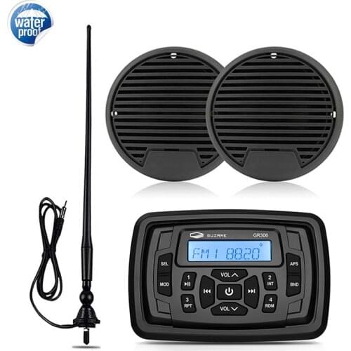 Marine Radio Stereo Bluetooth Audio Receiver Car MP3 Player+3 Inch Waterproof Speaker+FM AM Antenna For RV ATV Yacht Motorcycle