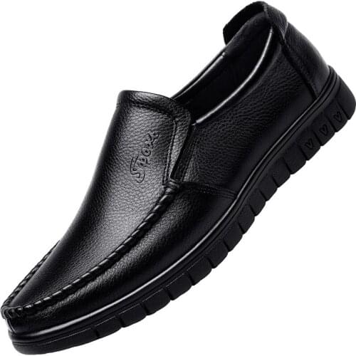 New Fashion Spring Autumn Men Dress Shoes Business Male Leather Shoes Solid Color Men Work Shoes Slip-on Round Toe 2020 jkm