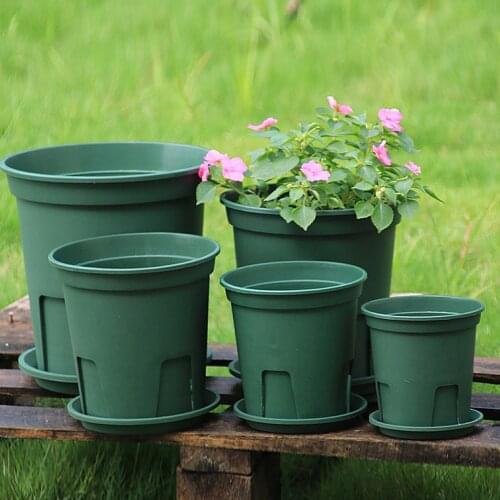 Flowerpot Kit Flower Pot Planter Pot Tray Green Plants Plastic Flowerpot with Tray Saucer Cushion Garden Indoor Home Decor Pot