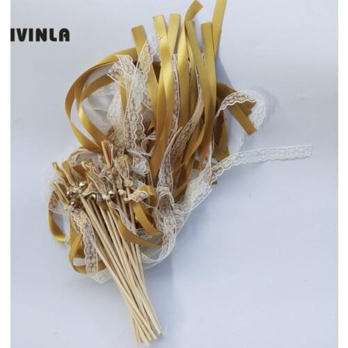 Newest 50pcs/lot Gold Wedding Ribbon stick for wedding decoration