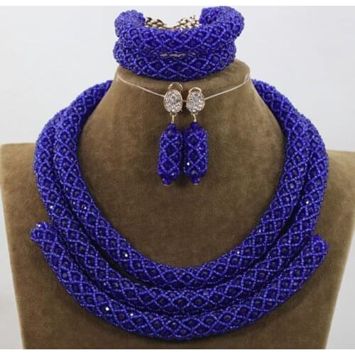 New Royal Blue Jewelry Sets African Bead Jewelry Set for Women Vintage Party Jewelry Accessory Free shipping WE012