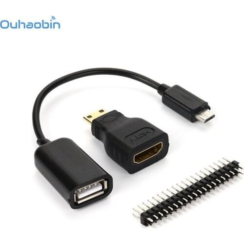 Ouhaobin For Raspberry Pi Zero Mini-HDMI Male To HDMI Female + Micro USB To USB + Male GPIO Gift Jan 26 Drop Ship