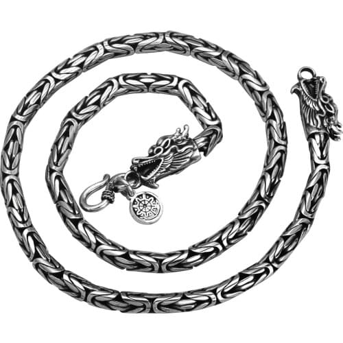 BOCAI S925 Sterling Silver Charm Necklace 2021 Double Dragon Head Twist Neck Chain Pure Argentum Popular Jewelry for Men Women