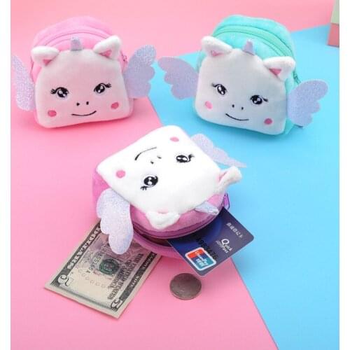 Unicorn Data Cable Package Lipstick Portable Coin Bag Kawaii Plush Toys Stuffed Toy Birthday Student Gift For Children