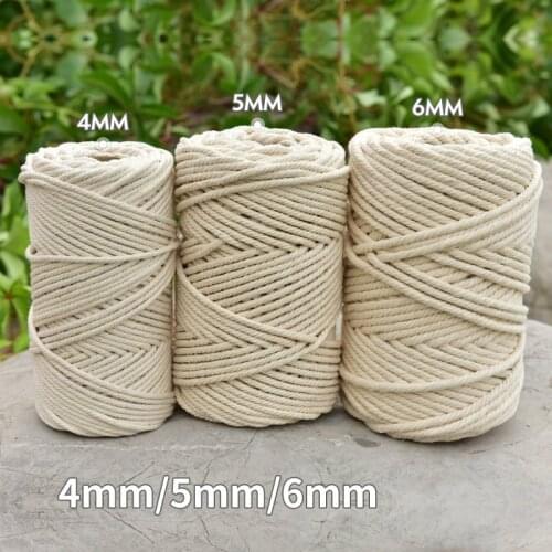 3mm 4mm 5mm 6mm Macrame Rope Twisted String Cotton Cord For Macrame Handmade Natural Beige Rope DIY Home Wedding Accessorie Gift