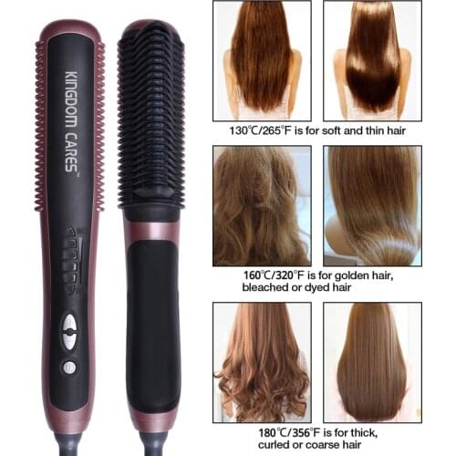 Professional Ceramic Hair Straightener Comb KD388A 2 in 1 Electric Curling Straightening Irons Brush Anti Scald Styling Tools