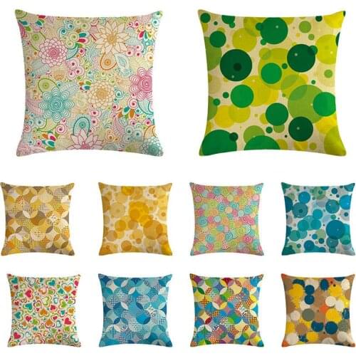 Simple Cushion Cover Colorful Bubbles Pattern Decorative Linen Pillow Cover Square Soft Bed Sofa Car Decor Cojines ZY938