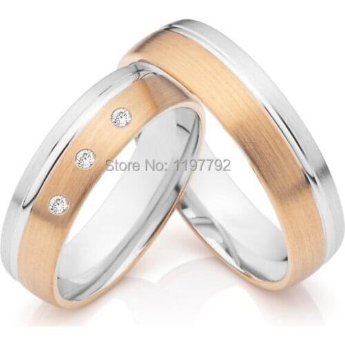 Luxury tailor made rose gold colour titanium jewelry wedding rings sets for wedding