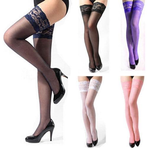 Sexy Nightclubs Fashion Womens Sheer Lace Top Stay Up Hold-ups Stockings Pantyhose Thigh High Socks For Ladies Girls