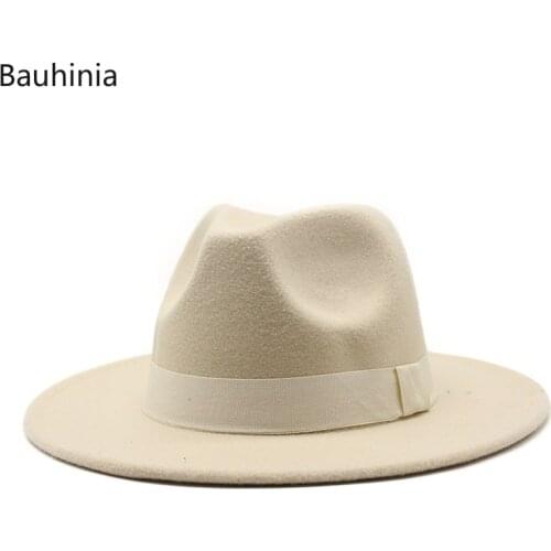 2021 New Hot Wide Brim Felt Fedora Hats Autumn And Winter Vintage Wedding Party Trilby Hat Men Gentleman Jazz Hats Wholesale