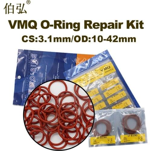 Silicone Rubber O-ring Red Silicone/VMQ thickness CS3.1mm O ring Seal Ring Gasket Washer multiple size repair kit combination