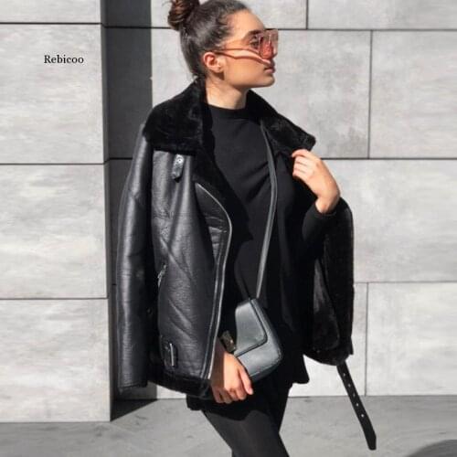 Warm Womens Winter Motorcycle Velvet Jacket Female Short Lapels Fur Thick Plus Velvet Jacket Women 2019 Bomber Jacket