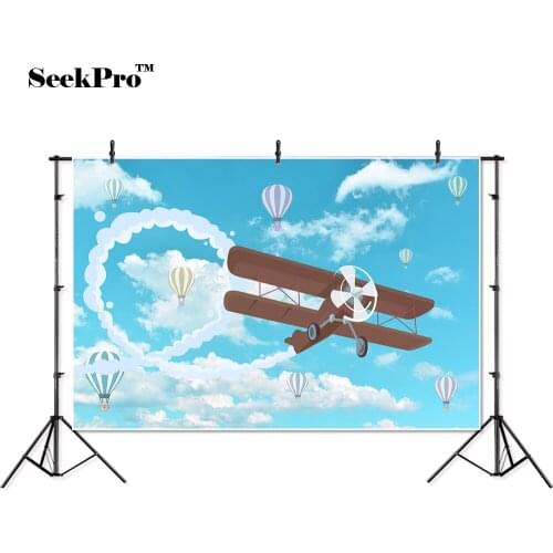 Thin vinyl plane hot air balloon cloud baby children photo Background Printed Professional indoor Photographic studio Backdrop