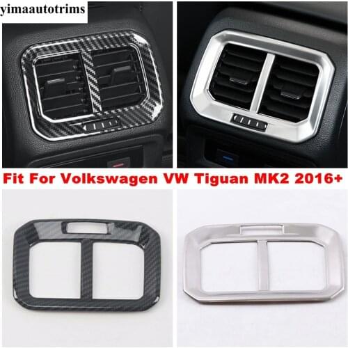 Carbon Fiber / Silver Interior Armrest Rear Air AC Vent Outlet Cover Trim Accessories For Volkswagen VW Tiguan MK2 2016 - 2021