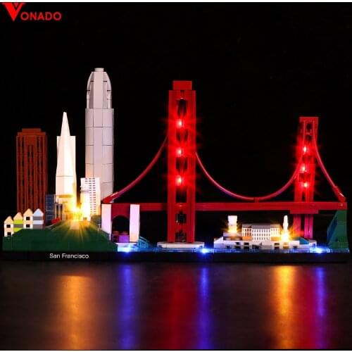 Vonado LED Lighting Set for Architecture Skylines San Francisco 21043 Light Kit, Not Included The Building Block