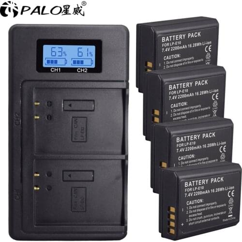 PALO LCD Fast Charge LP E10 Battery charger+4pc LPE10 LP-E10 camera battery for Canon Eos 1100D 1200D Rebel T3/5/6/7 Kiss T50/70