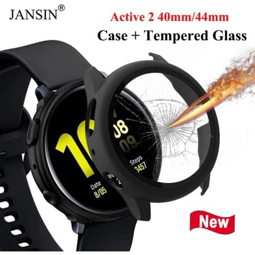 Glass+Case For Samsung Galaxy Watch Active 2 44mm 40mm Bumper Frame PC Screen Protector case for Samsung galaxy watch active 2