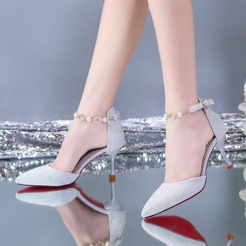 Summer 2021 High-heeled Platform Pumps Ladies Pointed Toe Buckle Sandals Female Fashion Party Dress Shoes Zapatos De Mujer